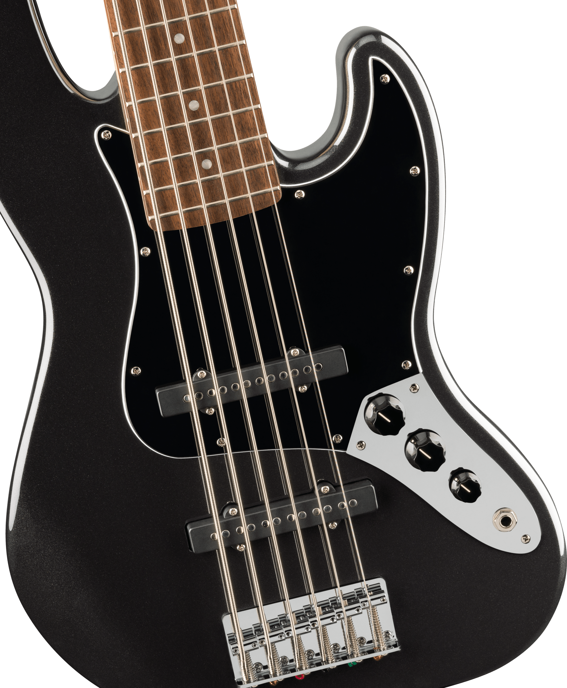Squier® Affinity Series® Jazz Bass® VI, Laurel Fingerboard, Black Pickguard, Black Metallic