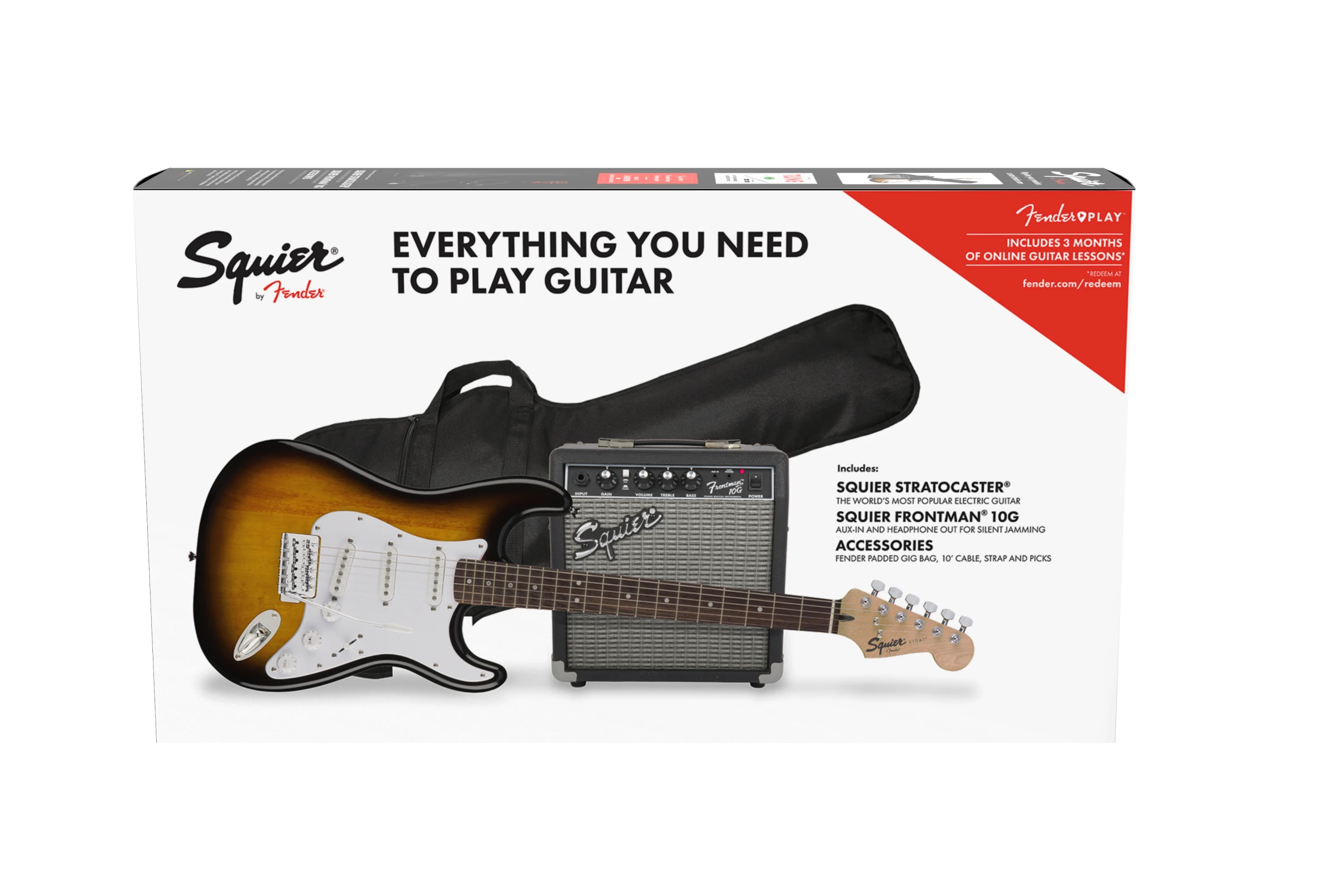 Squier® Stratocaster® Pack, Laurel Fingerboard, Brown Sunburst, Gig Bag, 10G - 230V EU