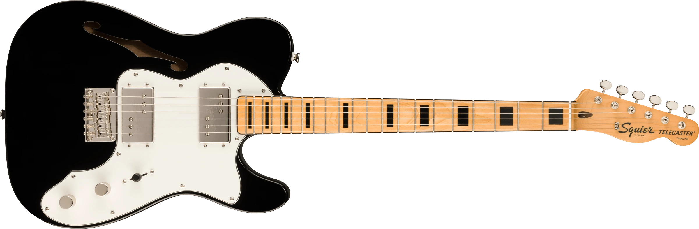 Squier® FSR Classic Vibe '70s Telecaster® Thinline, Maple Fingerboard with Blocks and Binding, Parchment Pickguard, Black
