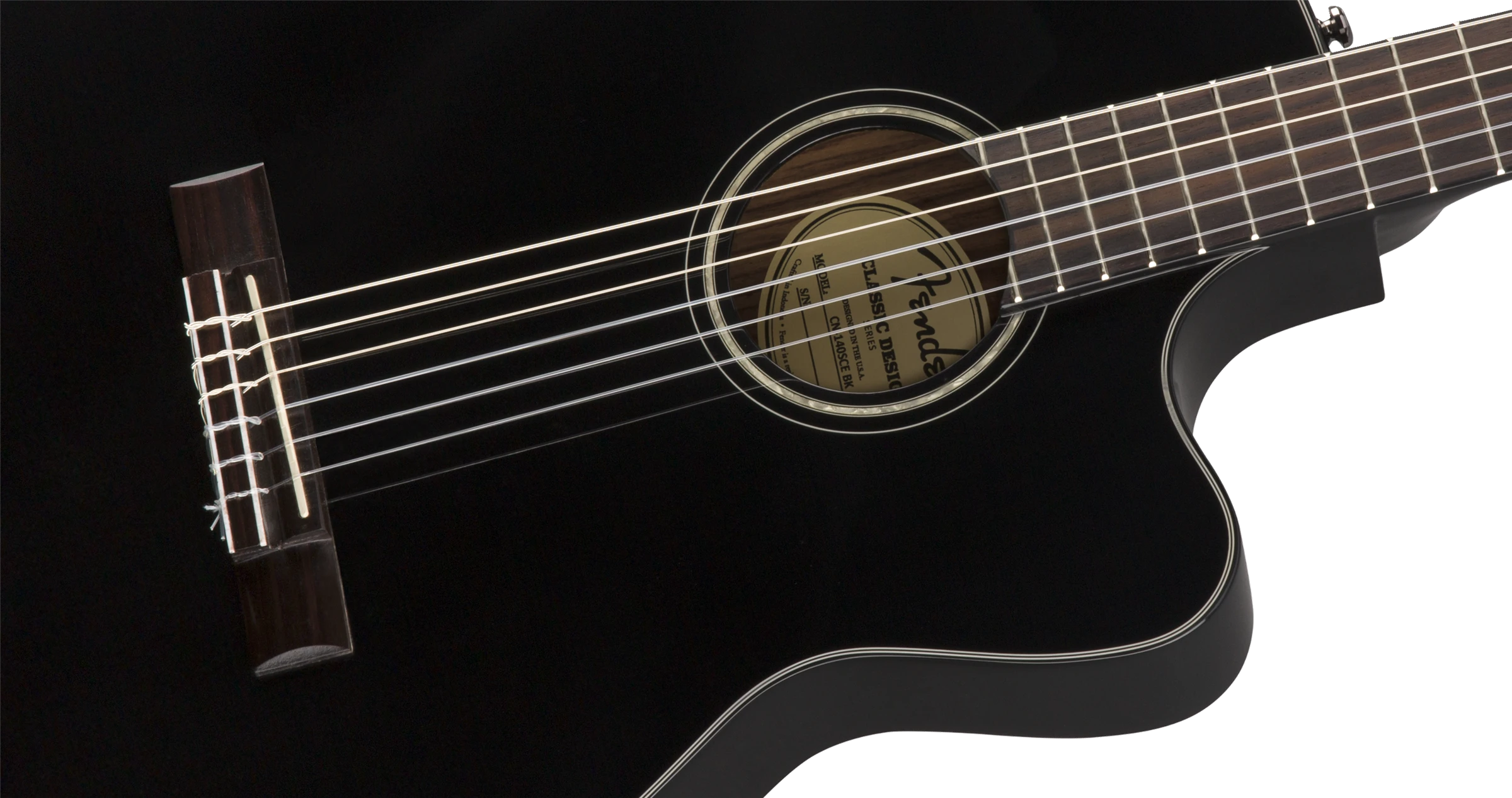 Fender® CN-140SCE Nylon Thinline, Walnut Fingerboard, Black w/case