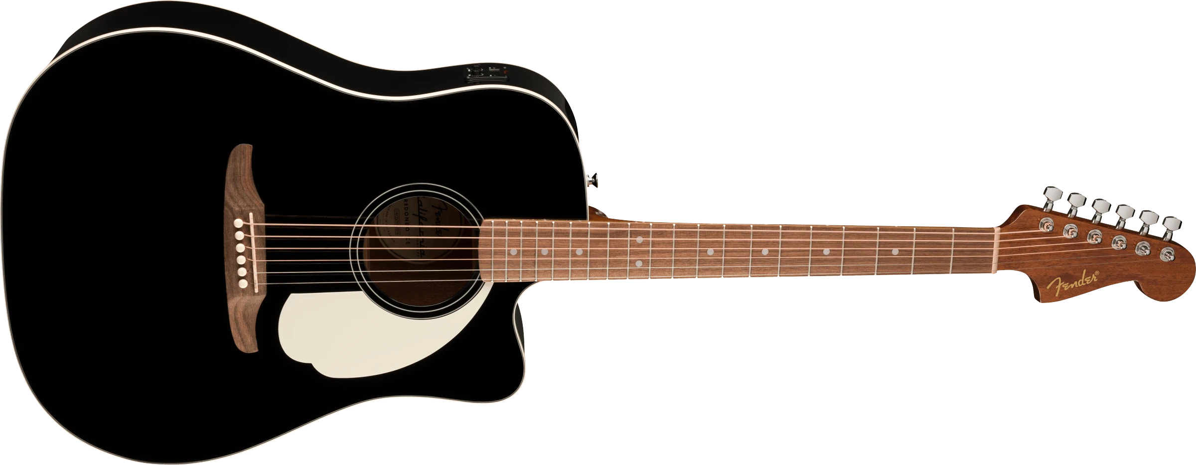 Fender® California Standard Redondo™ CE, Spruce Top, Ivory Pickguard, Black