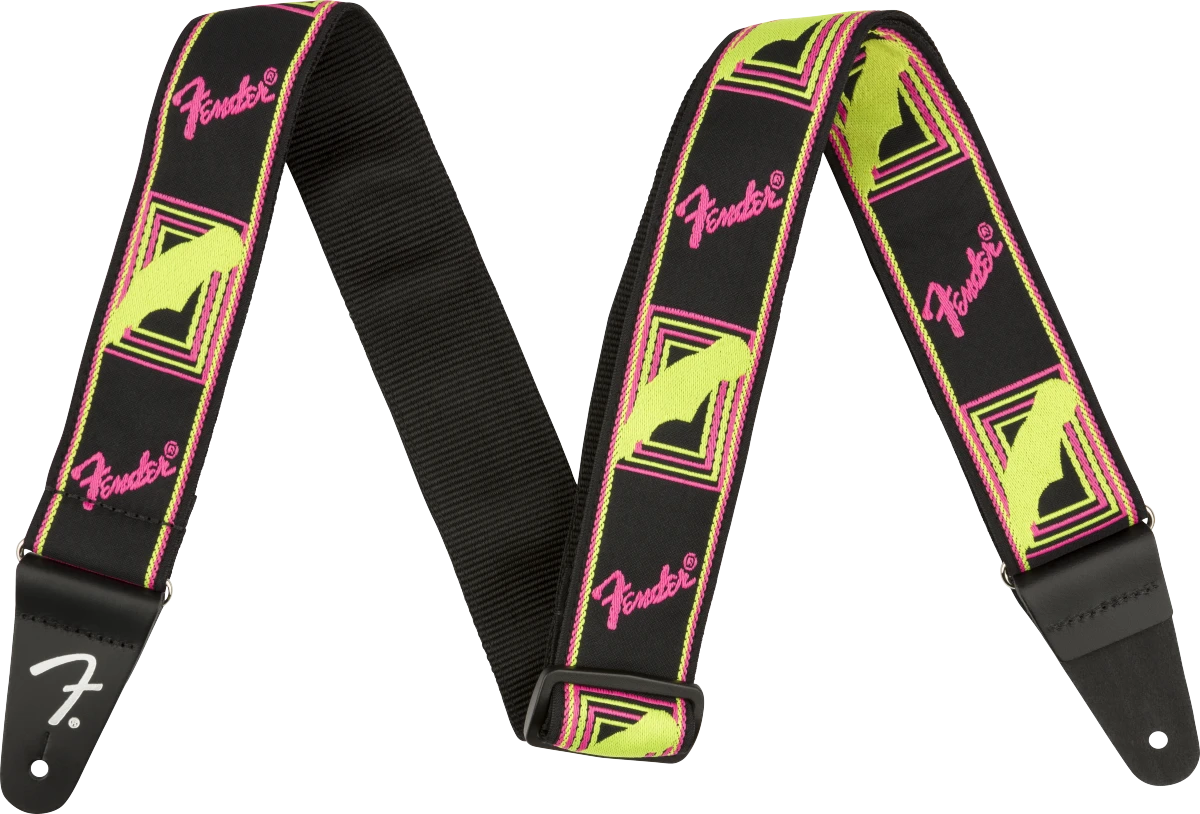 Fender® Neon Monogrammed Strap, Pink and Yellow, 2"