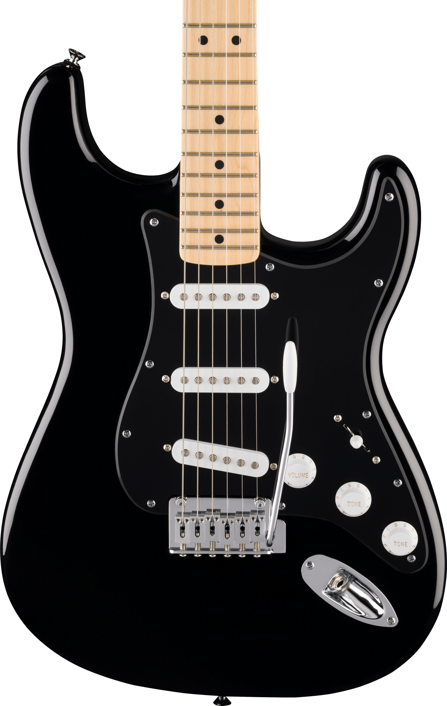 Fender® Standard Stratocaster®, Maple Fingerboard, Black Pickguard, Black