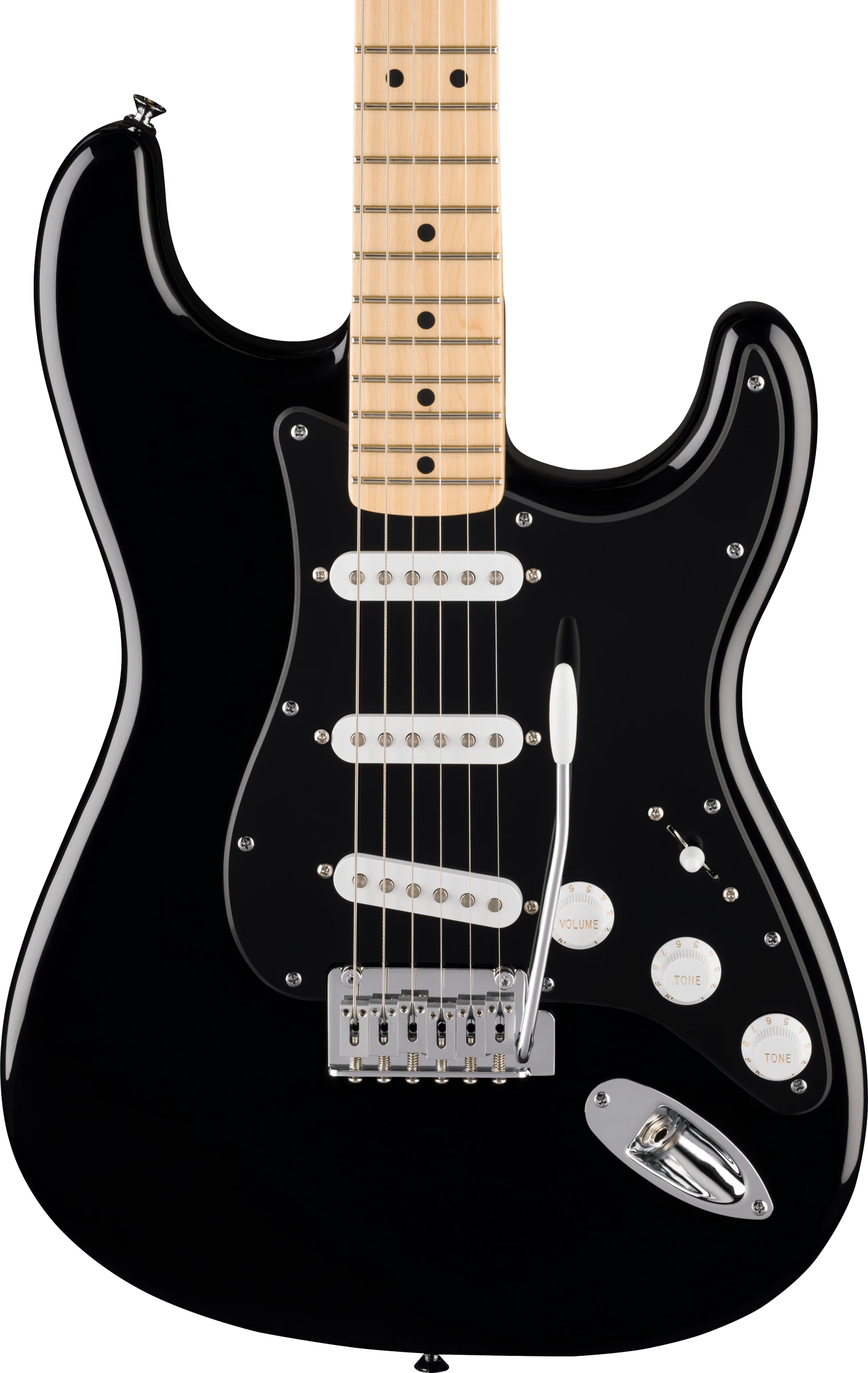Fender® Standard Stratocaster®, Maple Fingerboard, Black Pickguard, Black