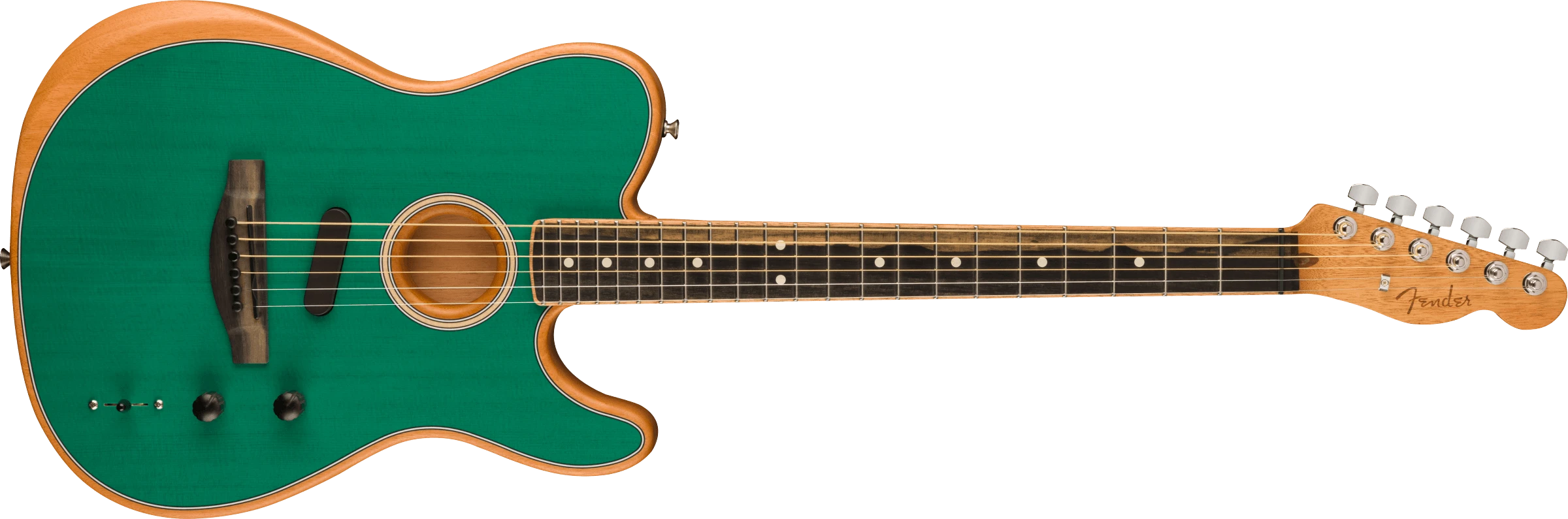Fender® DE American Acoustasonic® Telecaster®, Channel-Bound Neck, Ebony Fingerboard, Aqua Teal