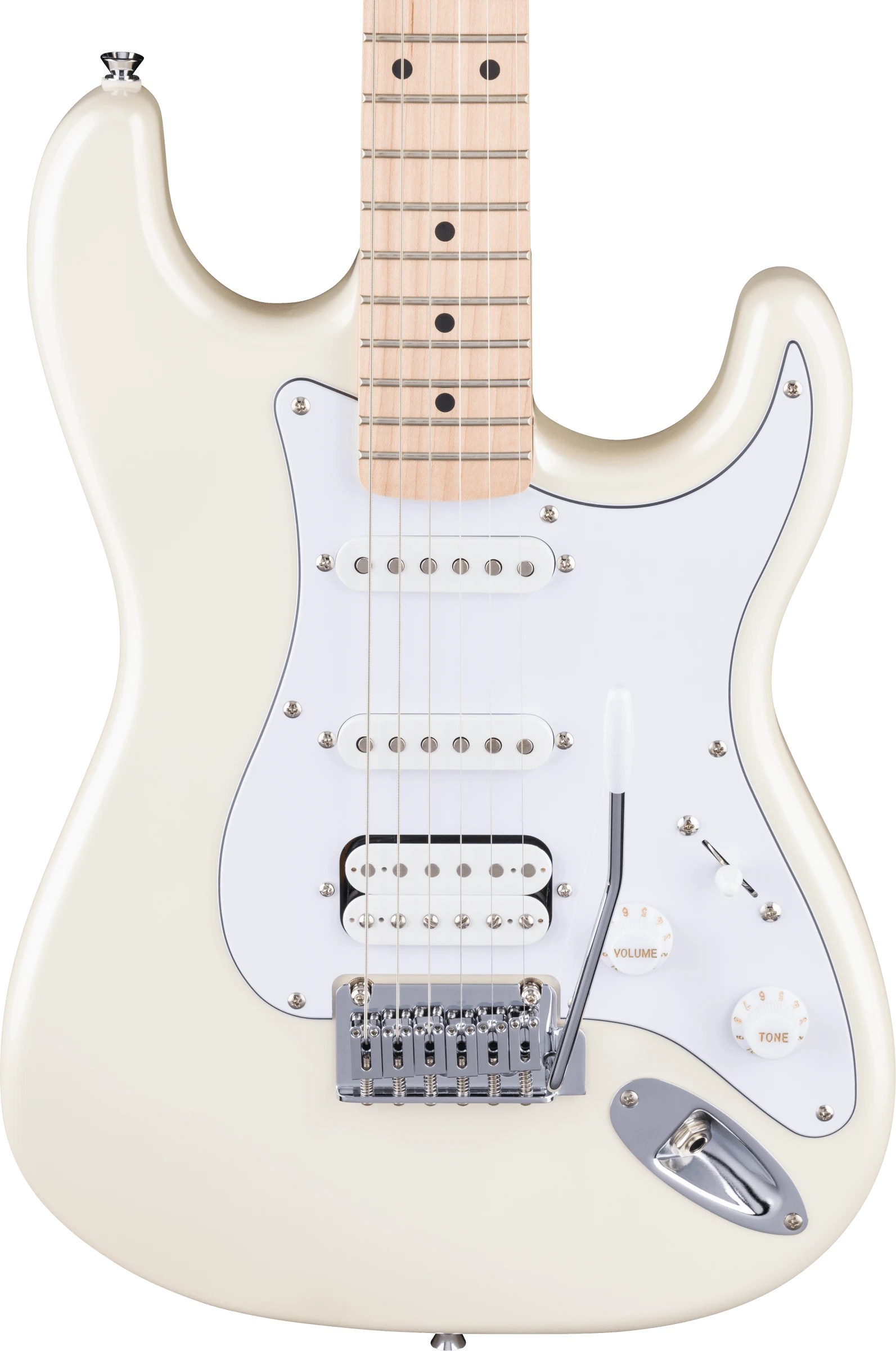 Squier® FSR Affinity™ Stratocaster® Junior HSS, Maple Fingerboard, White Pickguard, Pearl White