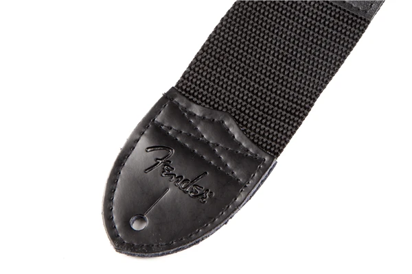 Fender® Logo Strap, Black/White Logo, 2"