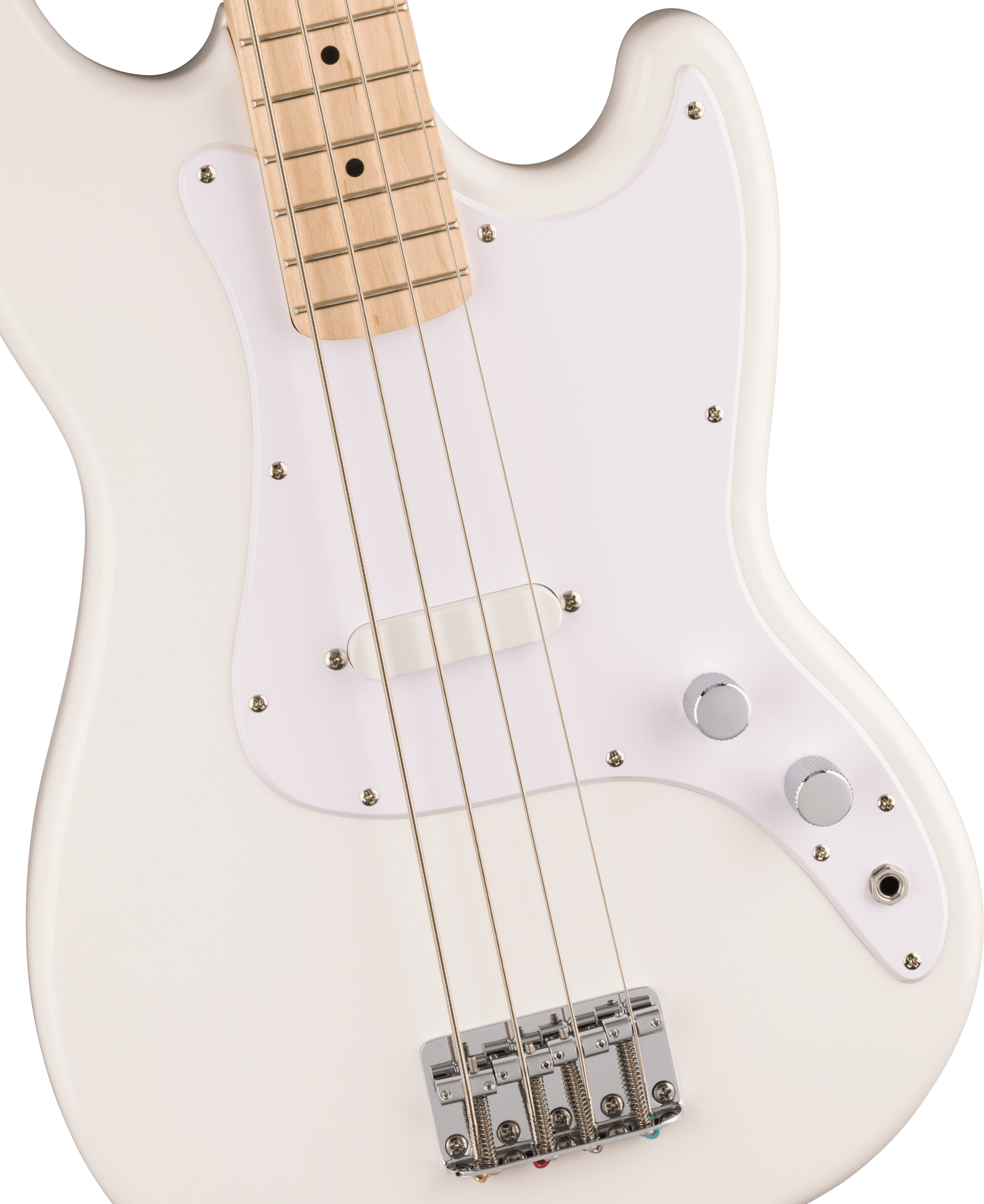 Squier® Squier Sonic® Bronco™ Bass, Maple Fingerboard, White Pickguard, Arctic White