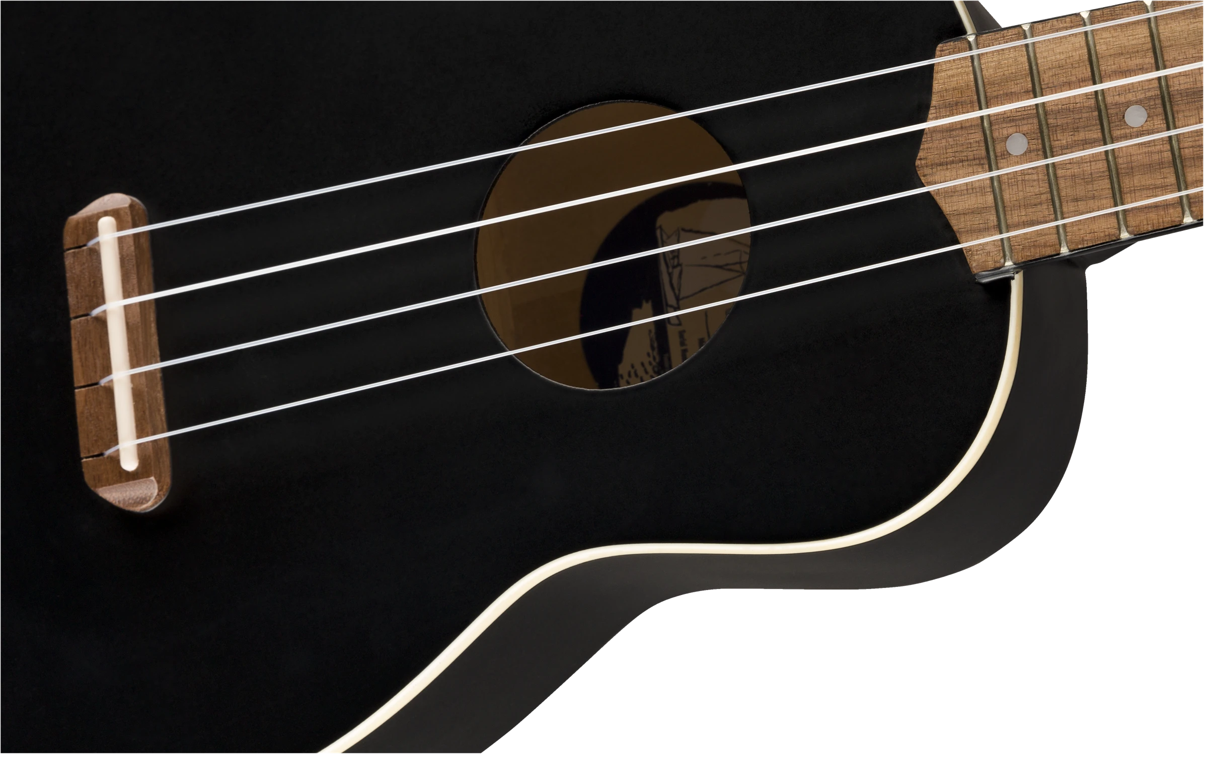 Fender® Venice Soprano Uke, Walnut Fingerboard, Black