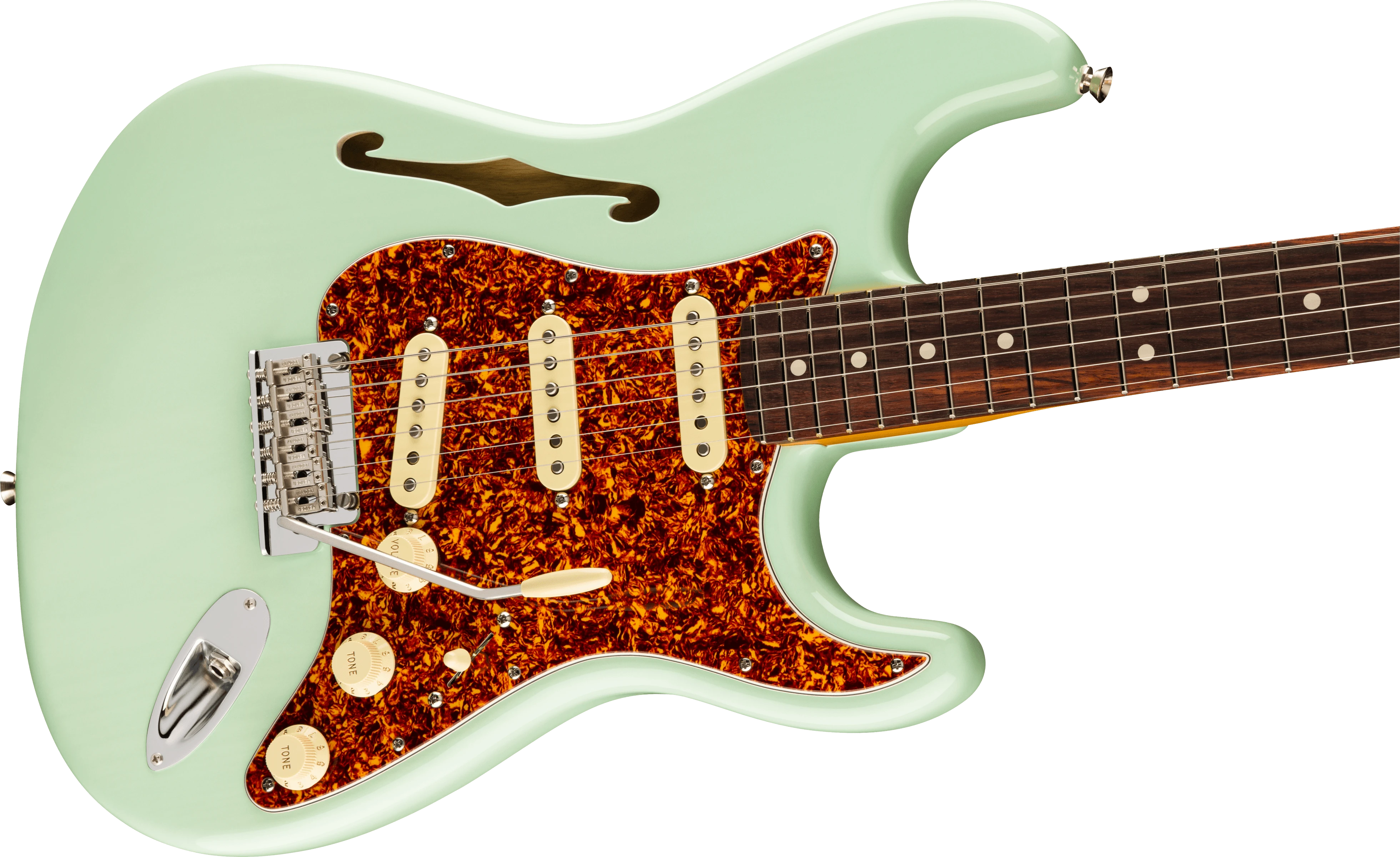 Fender® American Professional II Stratocaster® Thinline, Rosewood Fingerboard, Transparent Surf Green