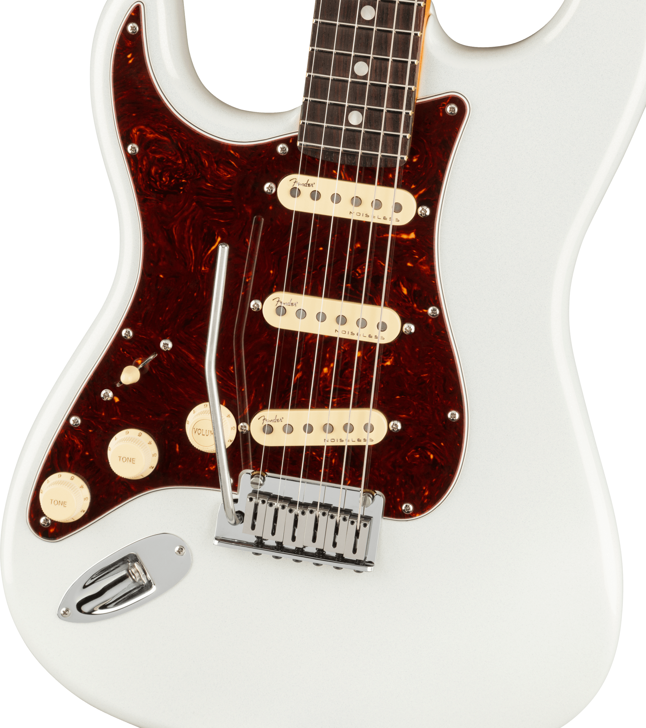 Fender® American Ultra Stratocaster® Left-Hand, Rosewood Fingerboard, Arctic Pearl