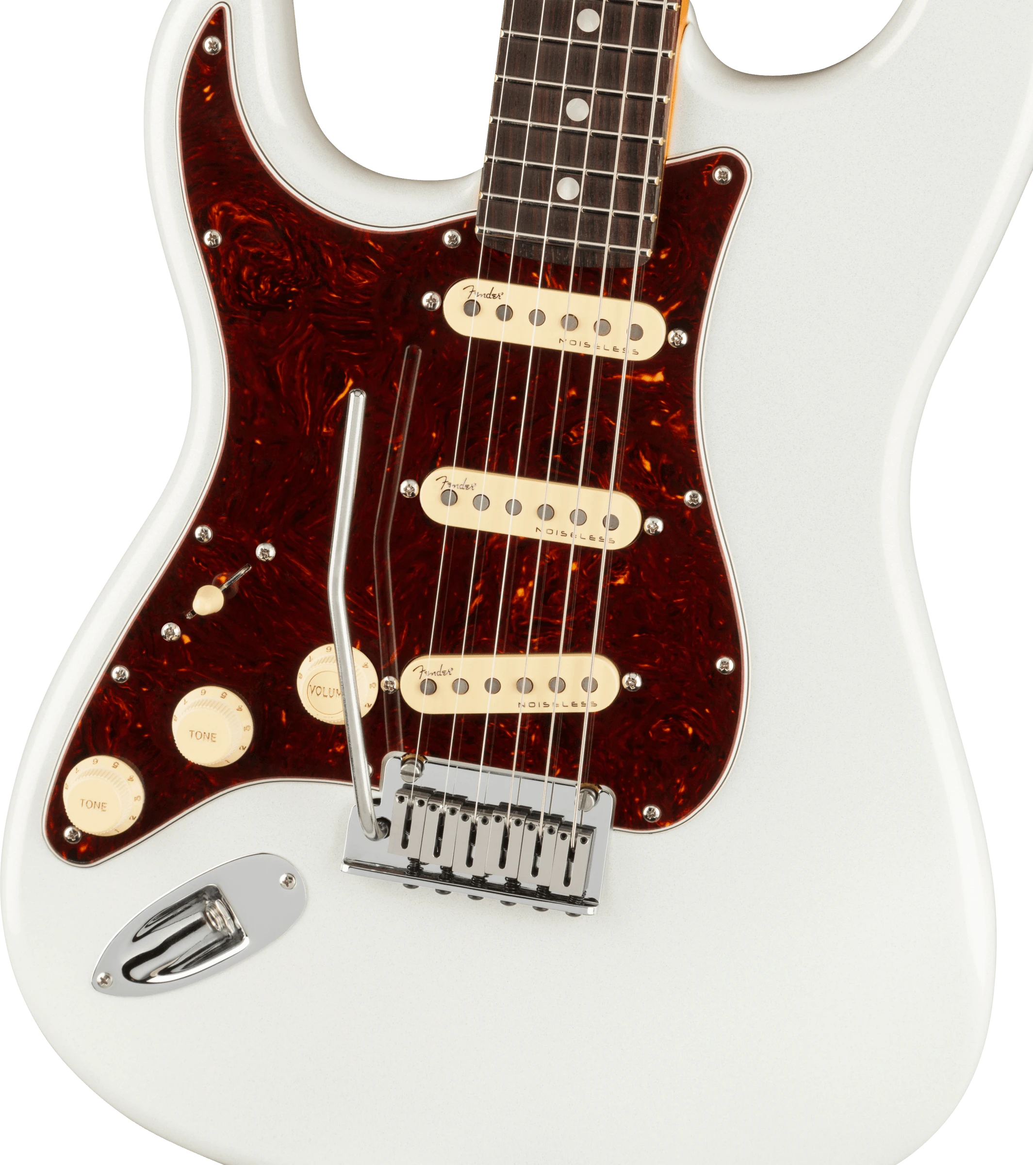 Fender® American Ultra Stratocaster® Left-Hand, Rosewood Fingerboard, Arctic Pearl