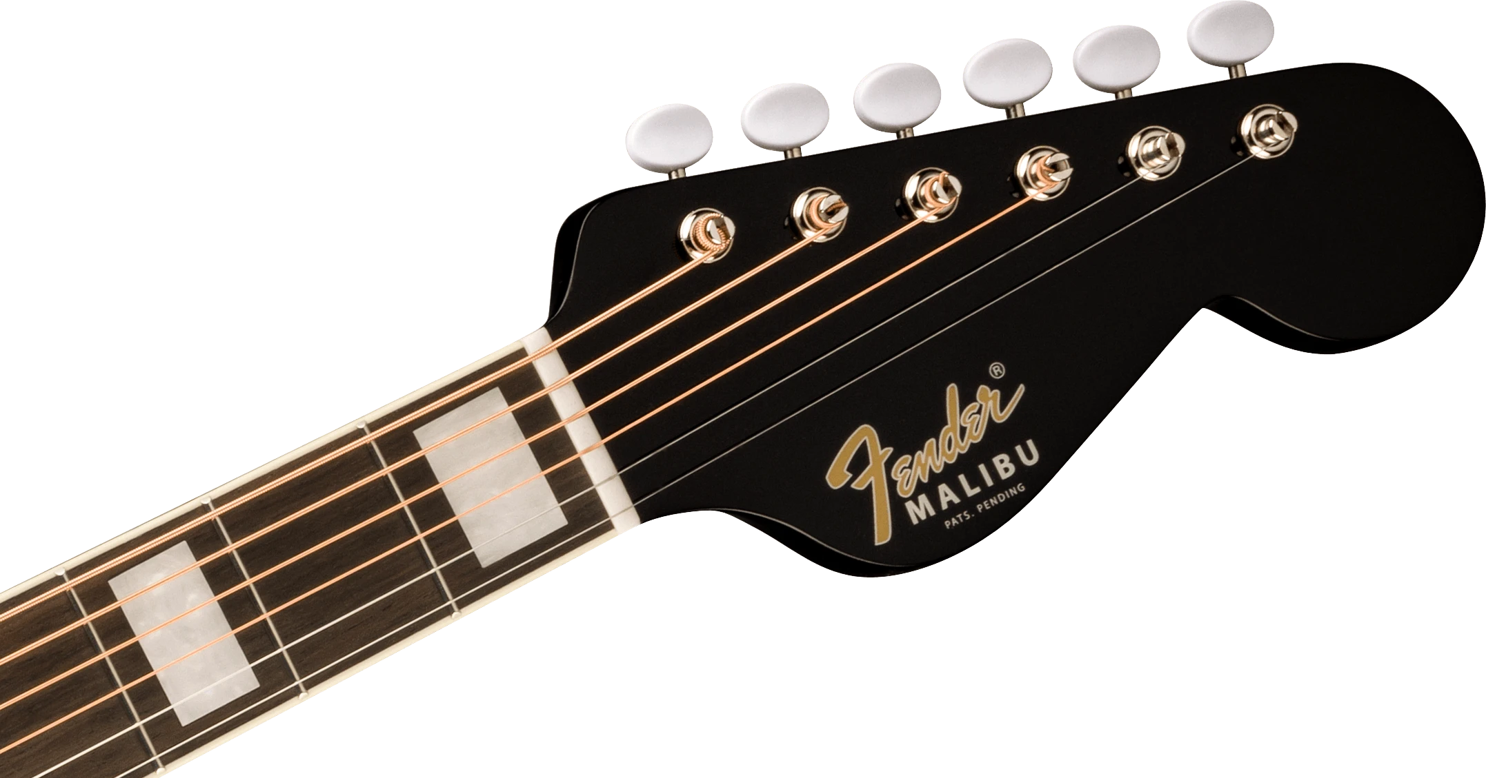 Fender® California Vintage Malibu with Case, Gold Pickguard, Matching Headstock, Black