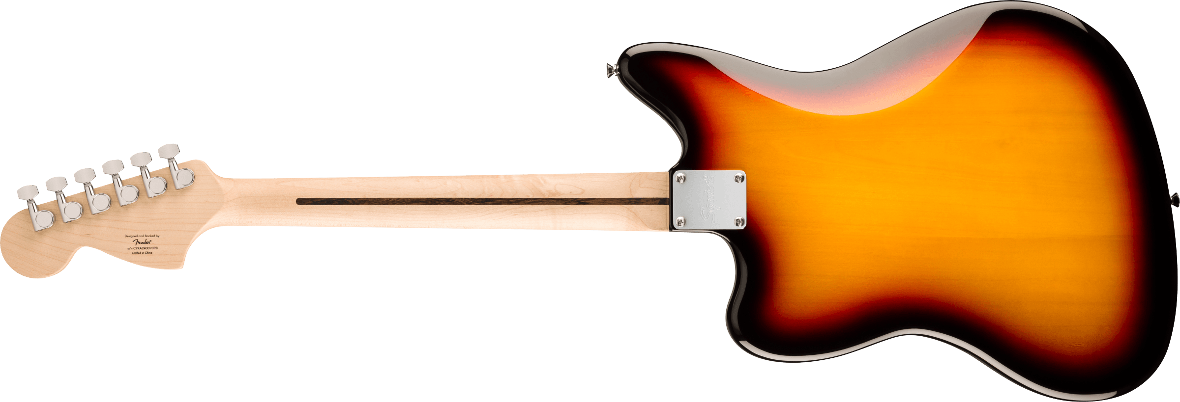 Squier® Affinity Series® Jaguar®, Laurel Fingerboard, Black Pickguard, 3-Color Sunburst