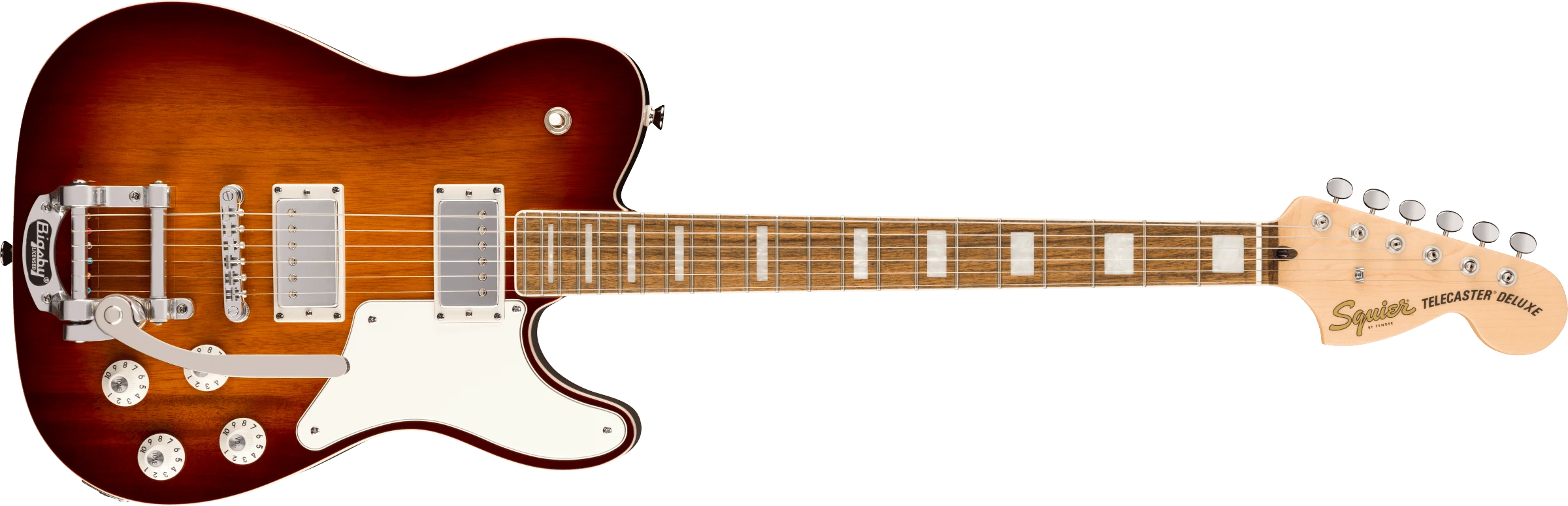 Squier® Paranormal Troublemaker Telecaster® Deluxe Bigsby®, Laurel Fingerboard, Parchment Pickguard, Honey Sunburst