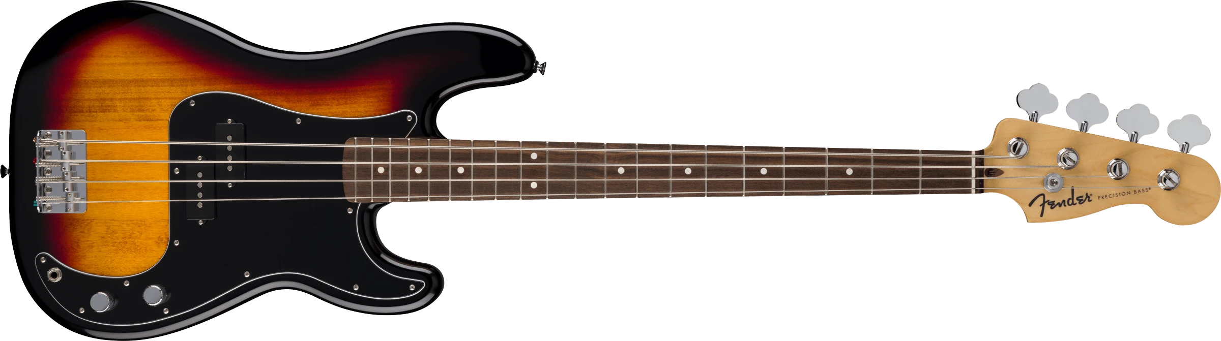Fender® Standard Precision Bass®, Laurel Fingerboard, Black Pickguard, 3-Color Sunburst