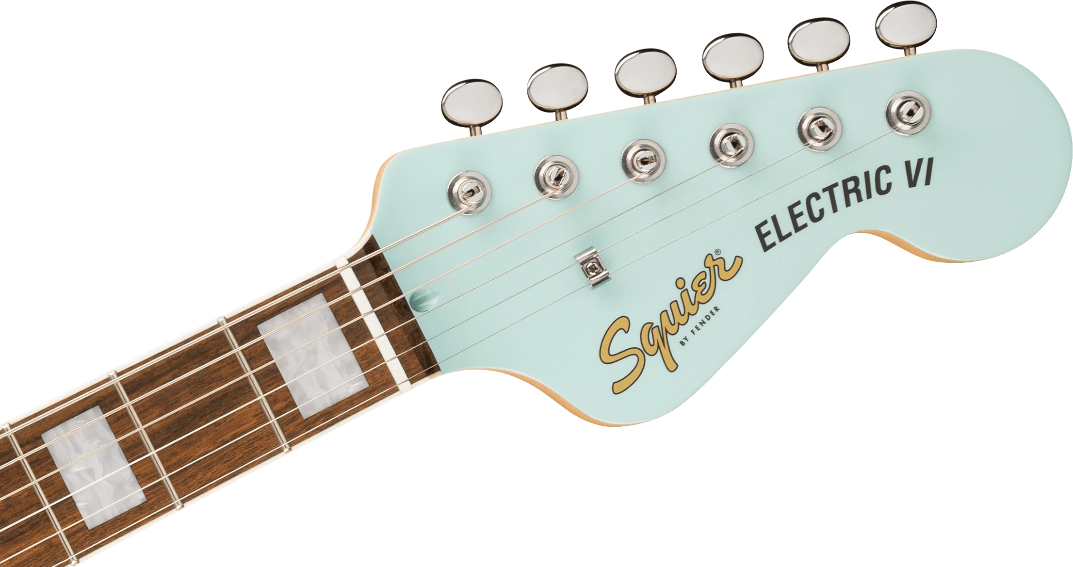 Squier® Paranormal Electric VI, Laurel Fingerboard, Parchment Pickguard, Matching Headstock, Daphne Blue