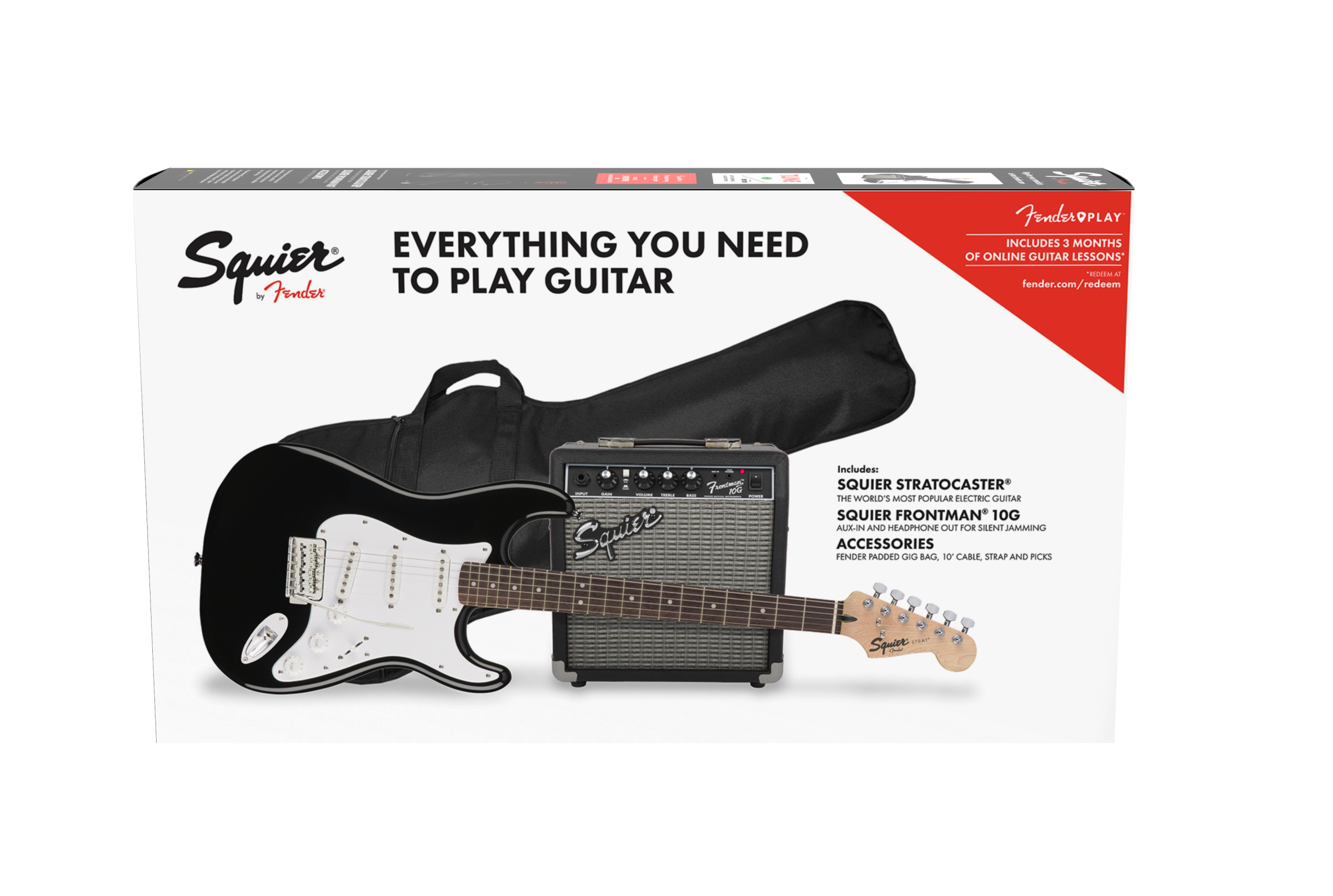 Stratocaster® Pack, Laurel Fingerboard, Black, Gig Bag, 10G - 230V EU