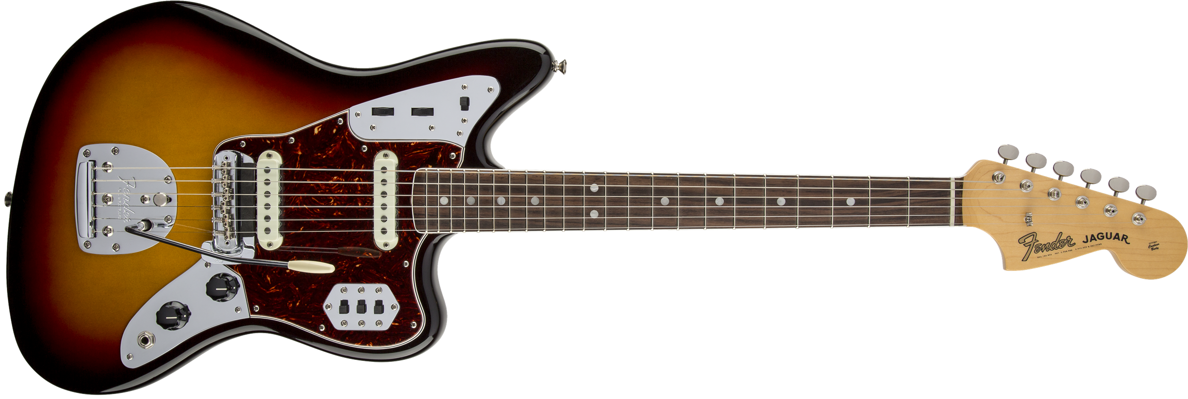 Fender® American Vintage '65 Jaguar®, Round-Lam Rosewood Fingerboard, 3-Color Sunburst