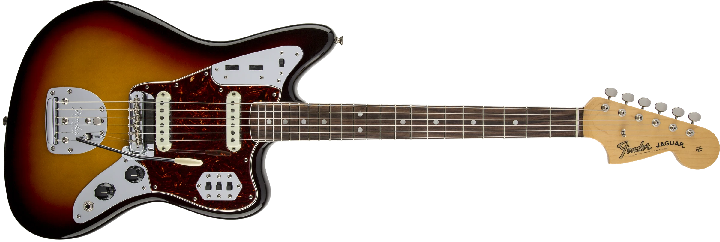 Fender® American Vintage '65 Jaguar®, Round-Lam Rosewood Fingerboard, 3-Color Sunburst