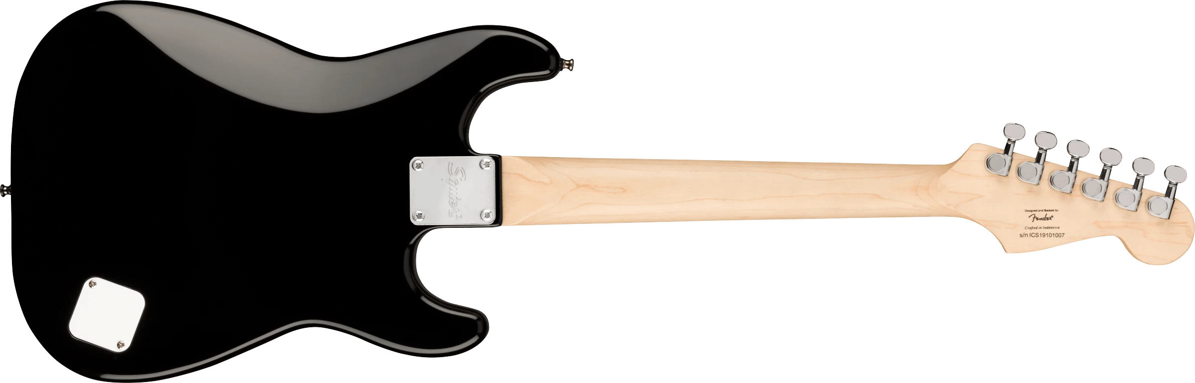 Squier® Mini Stratocaster® Left-Handed, Laurel Fingerboard, White Pickguard, Black