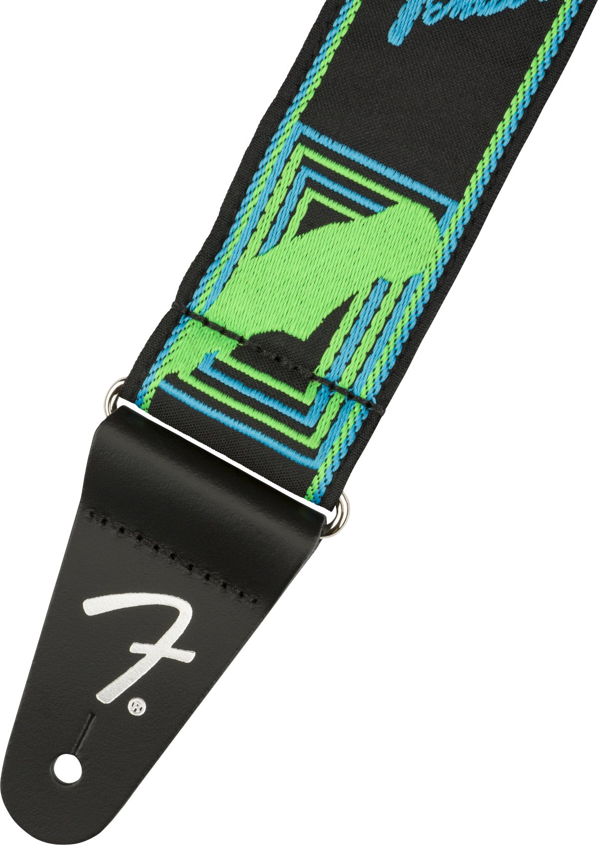 Fender® Neon Monogrammed Strap, Blue and Green, 2"