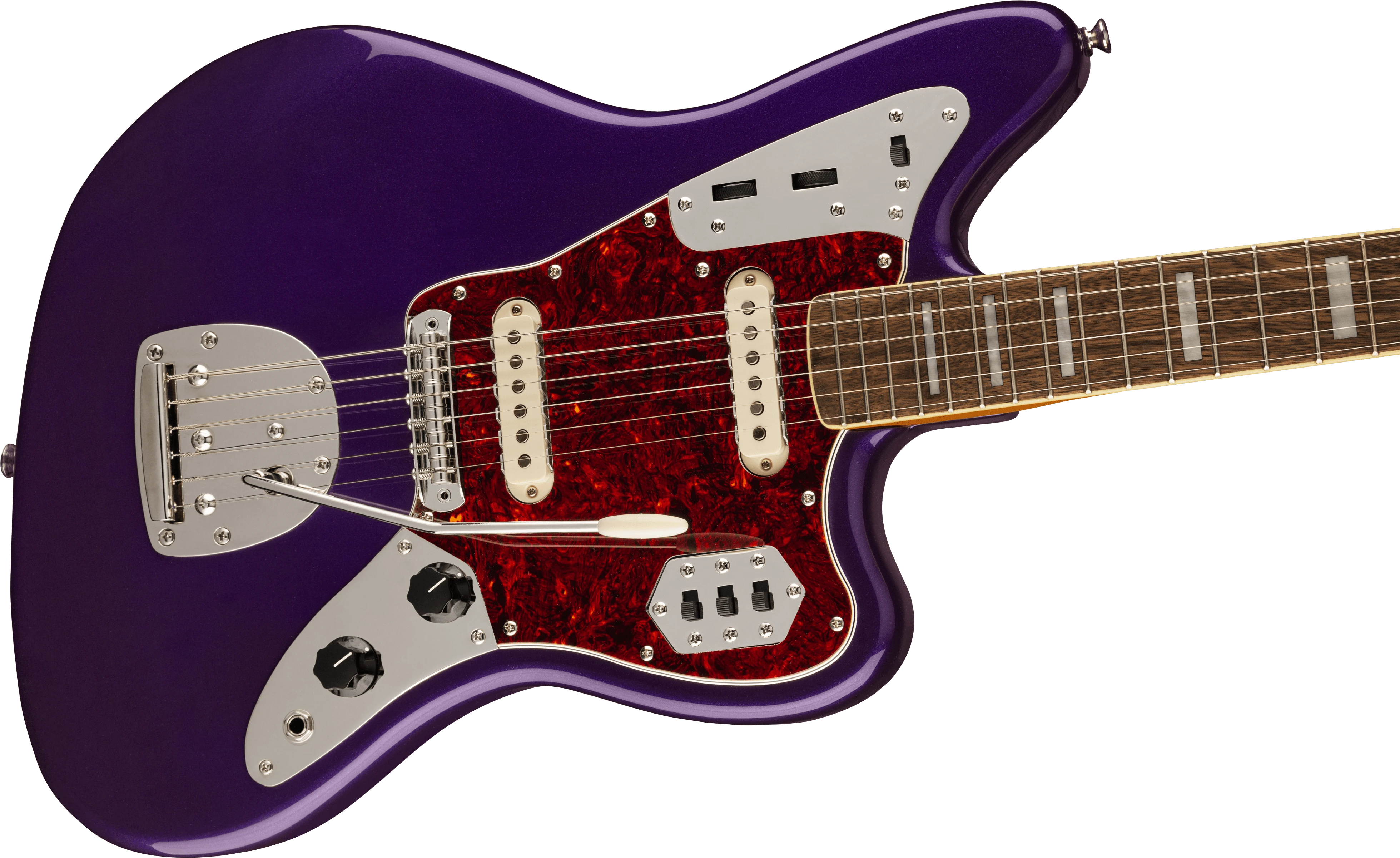 Squier® FSR Classic Vibe '70s Jaguar®, Laurel Fingerboard, Tortoiseshell Pickguard, Purple Metallic