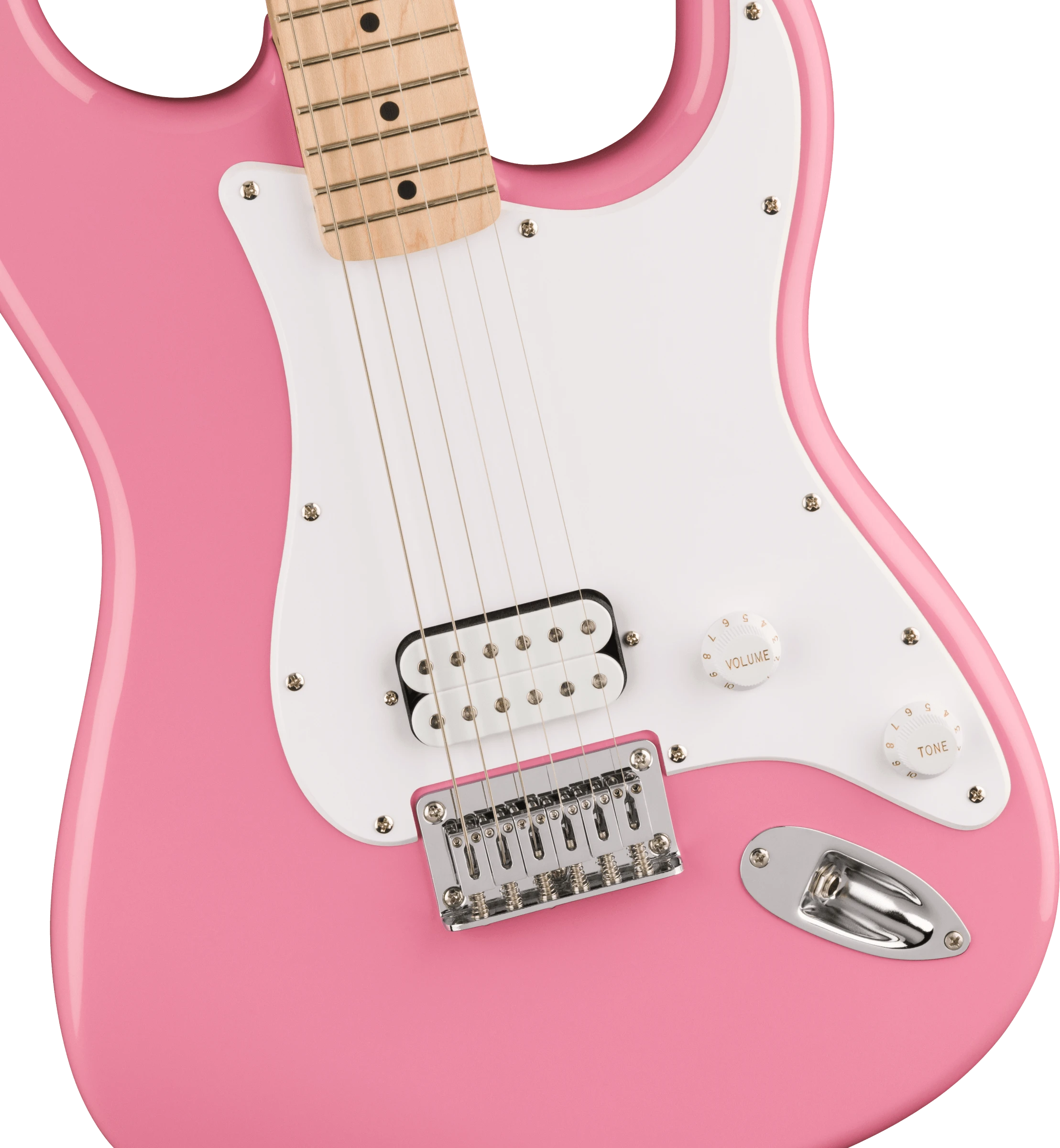 Squier® Squier Sonic® Stratocaster® HT H, Maple Fingerboard, White Pickguard, Flash Pink