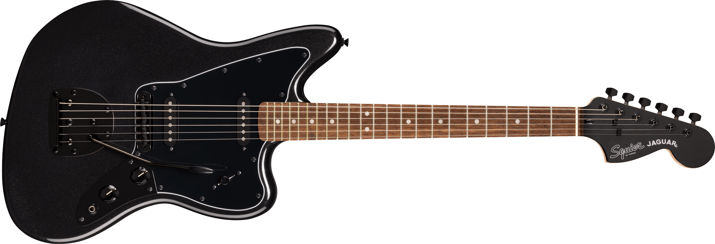 Squier® FSR Affinity™ Jaguar®, Laurel Fingerboard, Black Pickguard, Black Hardware, Matching Headstock, Metallic Black