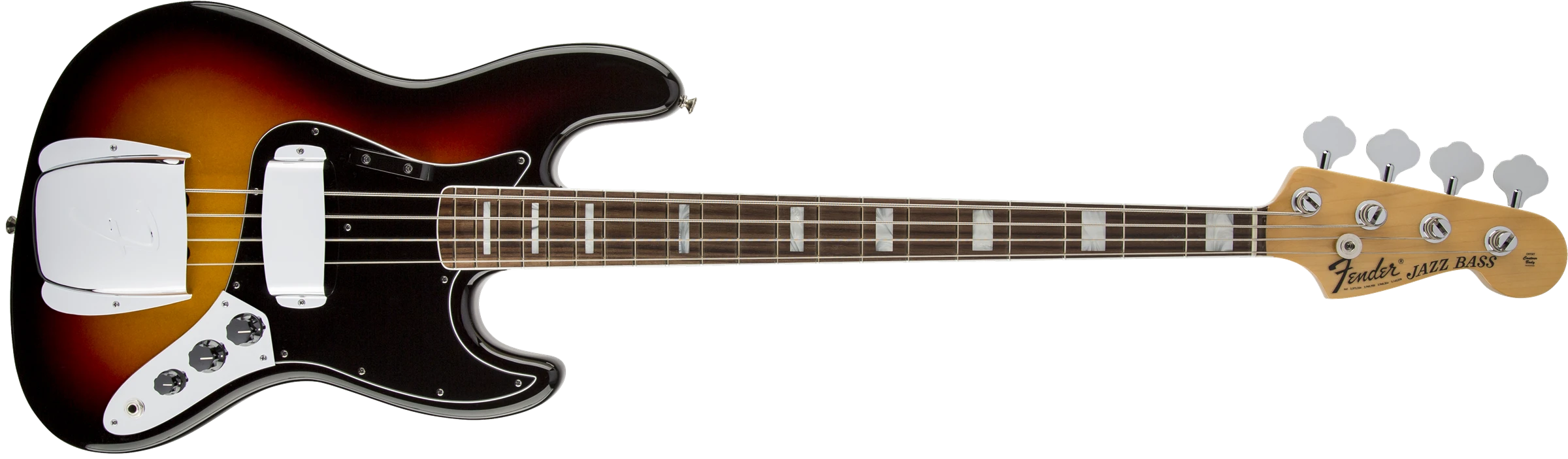 Fender® American Vintage '74 Jazz Bass®, Bound Round-Laminated Rosewood Fingerboard, 3-Color Sunburst