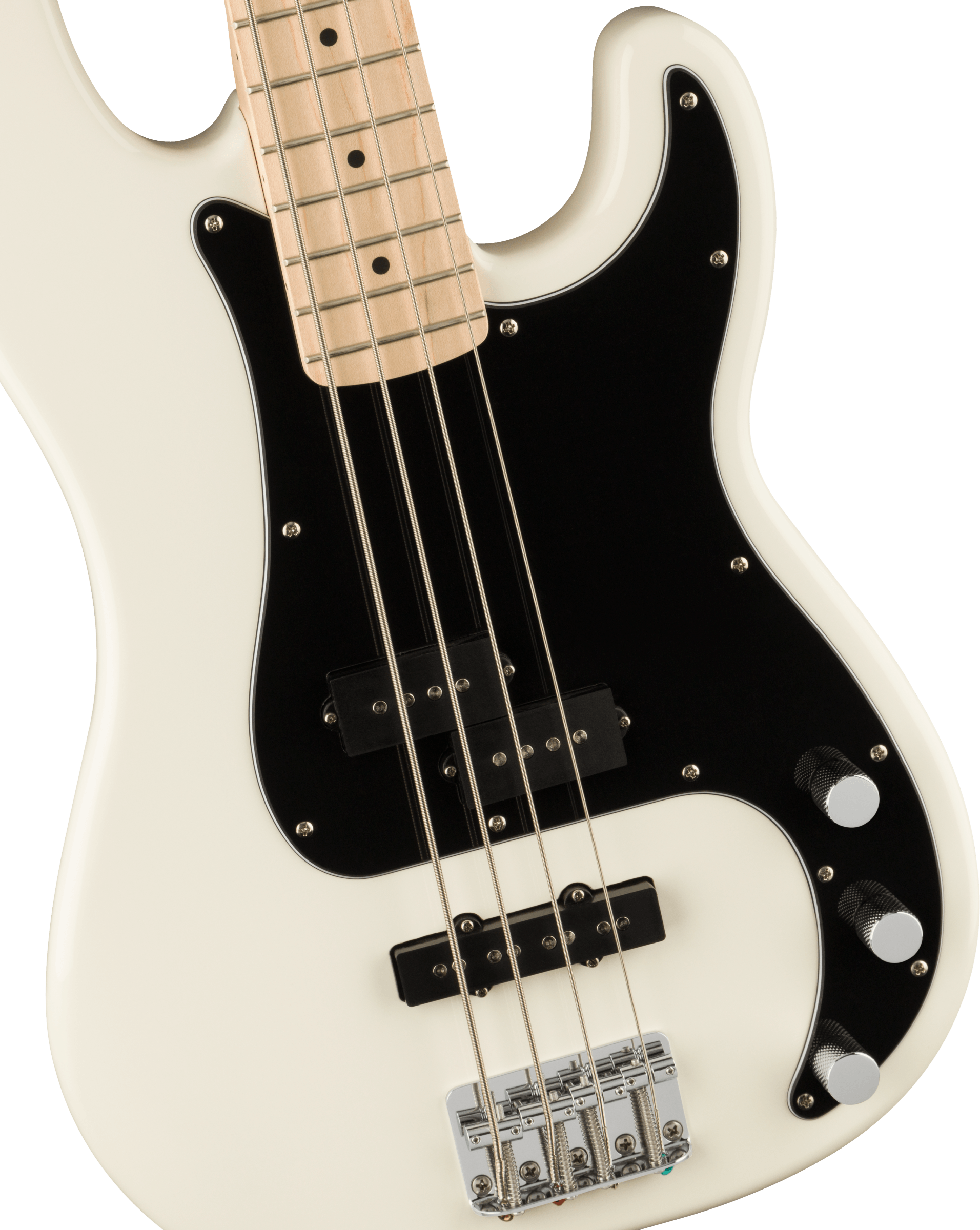 Squier® Affinity Series® Precision Bass® PJ, Maple Fingerboard, Black Pickguard, Olympic White