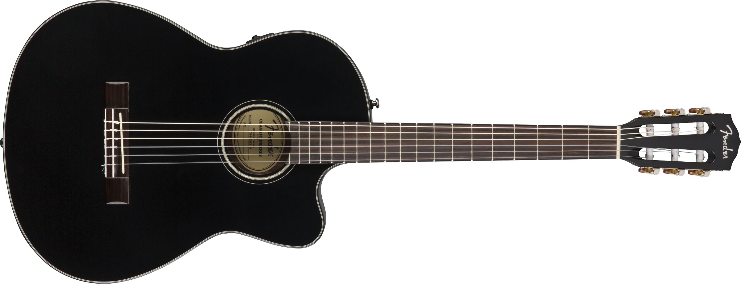 Fender® CN-140SCE Nylon Thinline, Walnut Fingerboard, Black w/case
