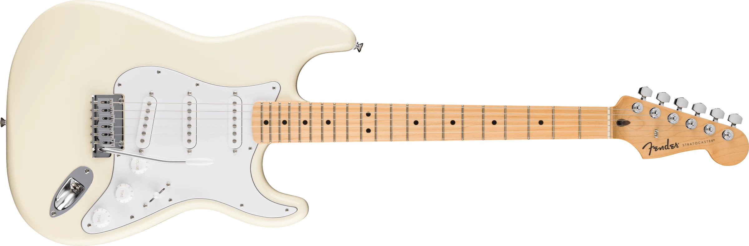 Fender® Standard Stratocaster®, Maple Fingerboard, White Pickguard, Olympic White