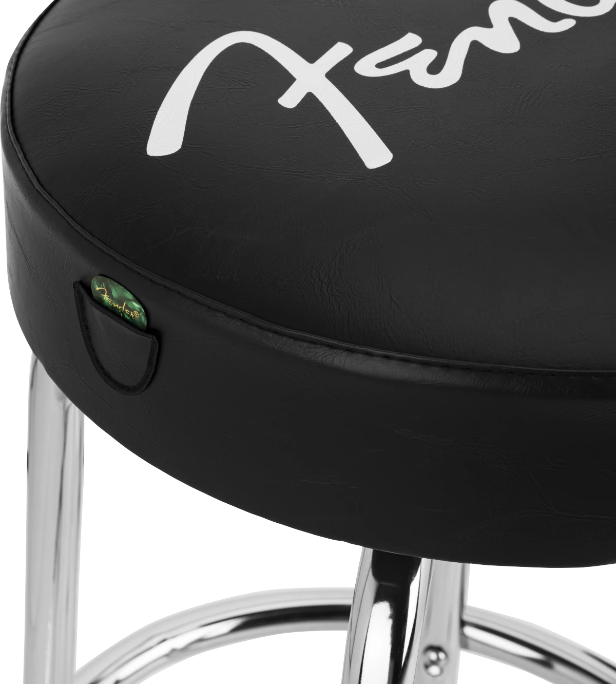 Fender® Spaghetti Logo Pick Pouch Barstool, Black/Chrome, 30"