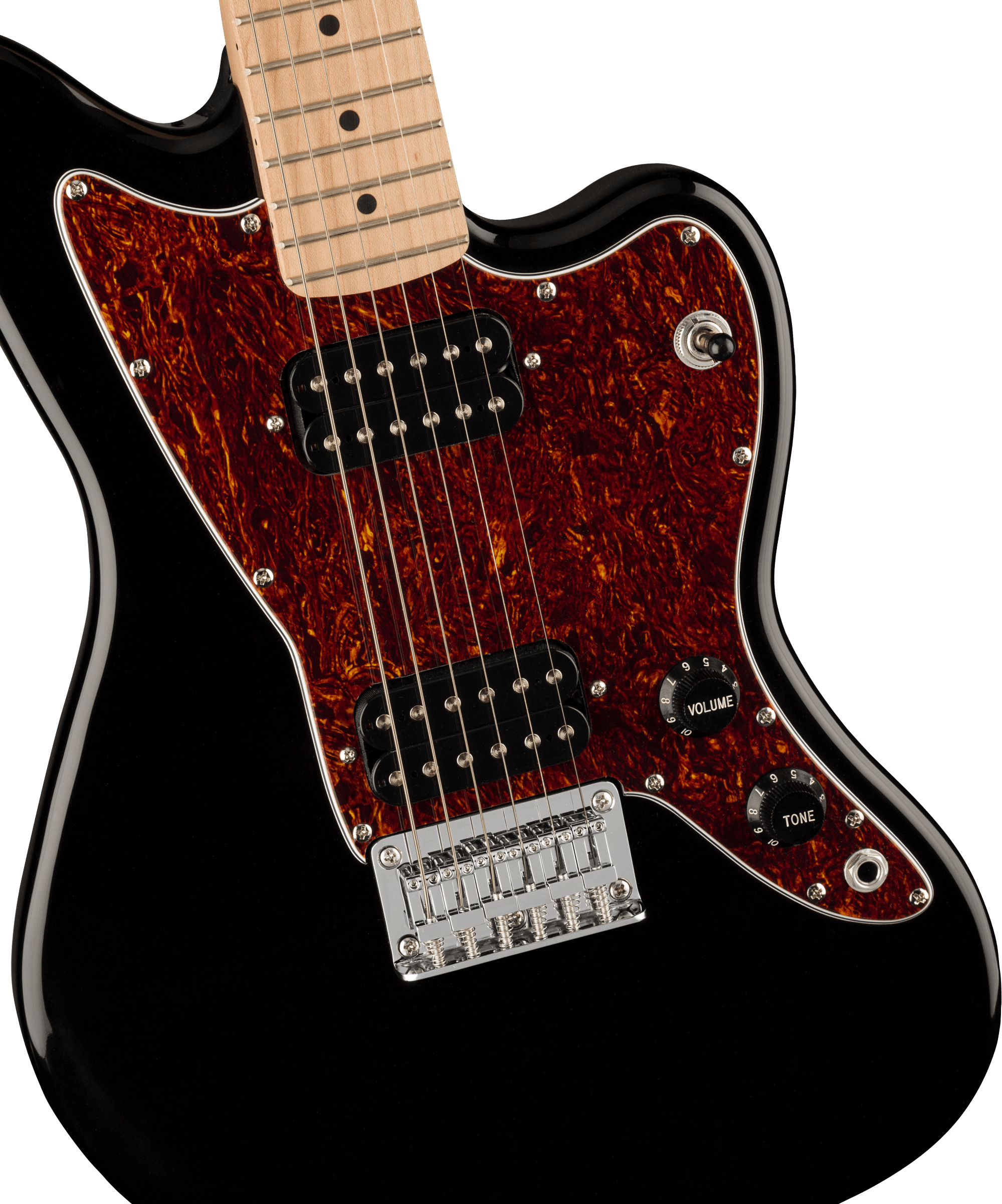 Squier® FSR Mini Jazzmaster® HH, Maple Fingerboard, Tortoiseshell Pickguard, Black