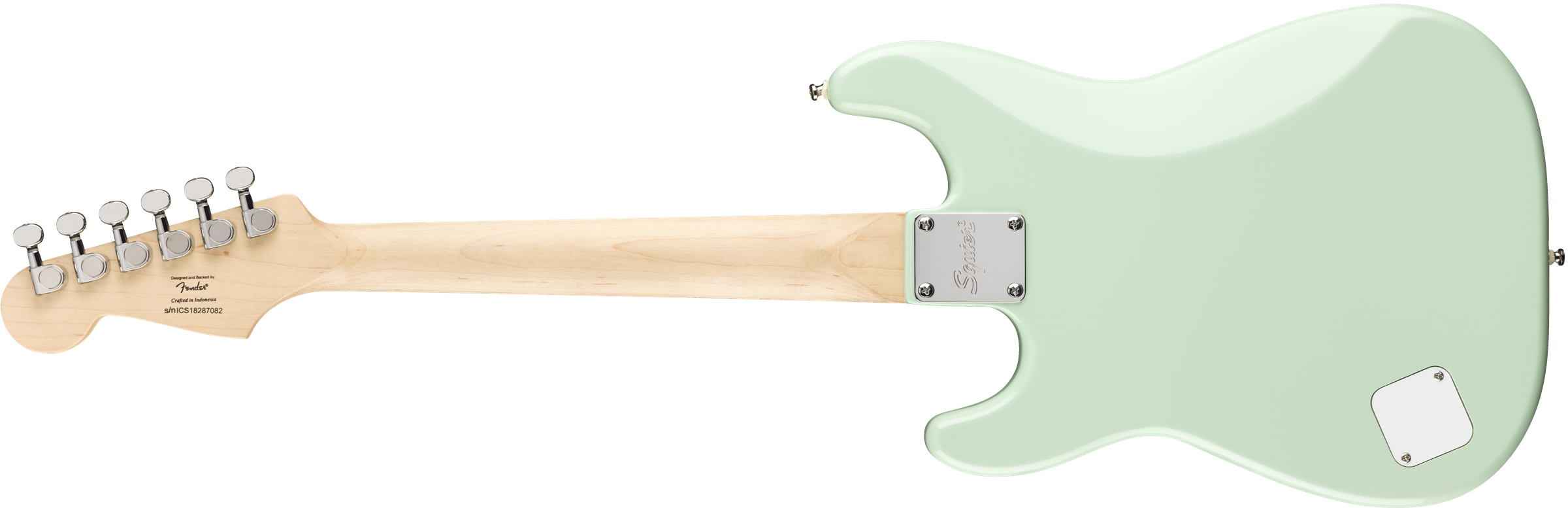 Squier® FSR Mini Stratocaster®, Laurel Fingerboard, White Pickguard, Surf Green