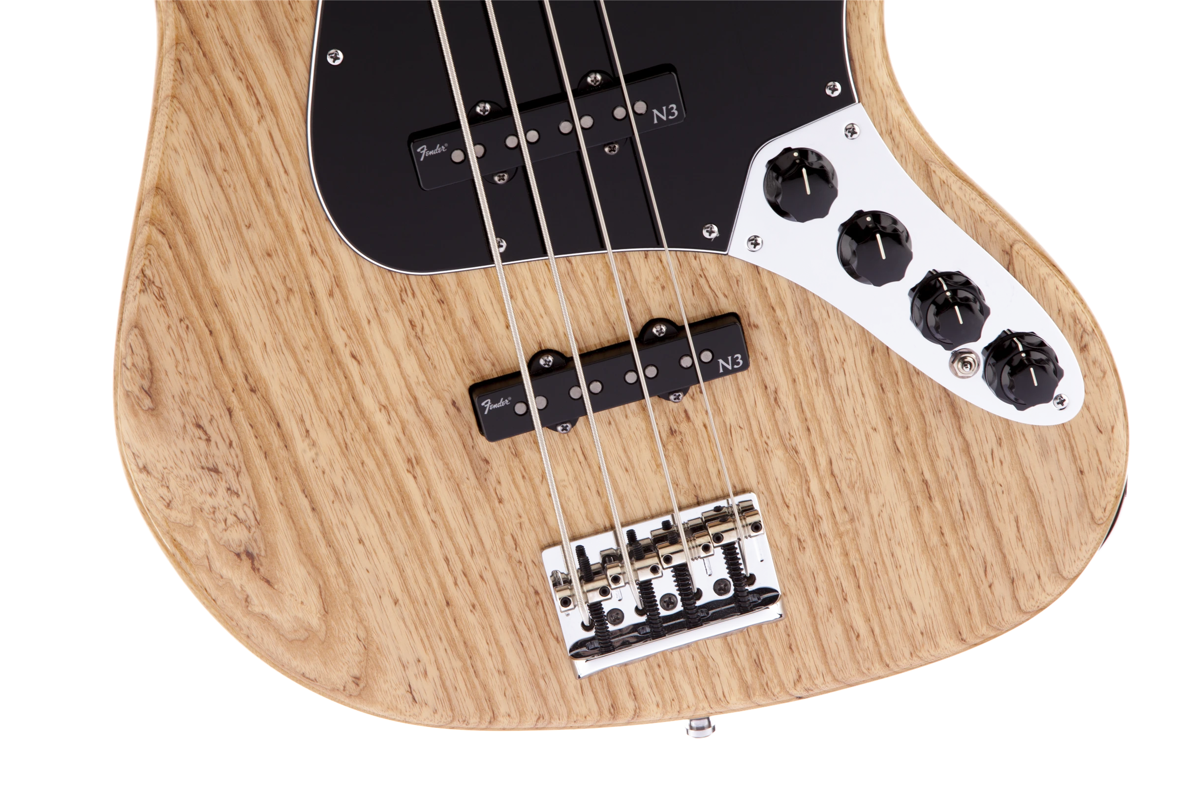 Fender® American Deluxe Jazz Bass® Ash, Maple Fingerboard, Natural, 3-Ply B/W/B Pickguard